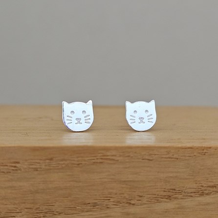 Sterling Silver Cat Stud Earrings Sterling Silver Jewellery Solid Silver Jewellery Sterling Silver Earrings Cat Lover Gifts