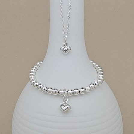 Sterling Silver Child's Heart Necklace and Bracelet Set Bridal Jewellery Bridesmaid Jewellery Wedding Jewellery Flower Girl Maid of Honour Jewellery