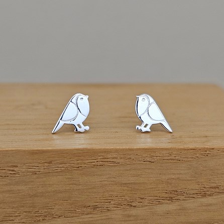 Sterling Silver Christmas Robin Stud Earrings Sterling Silver Christmas Jewellery Xmas Gifts Secret Santa Stocking Fillers Robin Stud Earrings