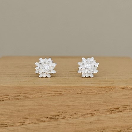Sterling Silver Chrysanthemum Stud Earrings Sterling Silver Chrysanthemum Stud Earrings
