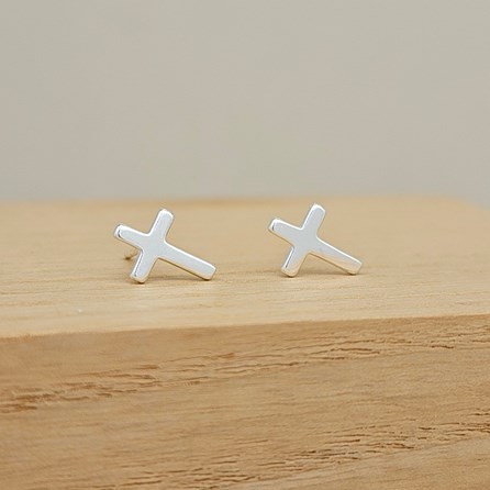 Sterling Silver Cross Stud Earrings Sterling Silver Cross Stud Earrings