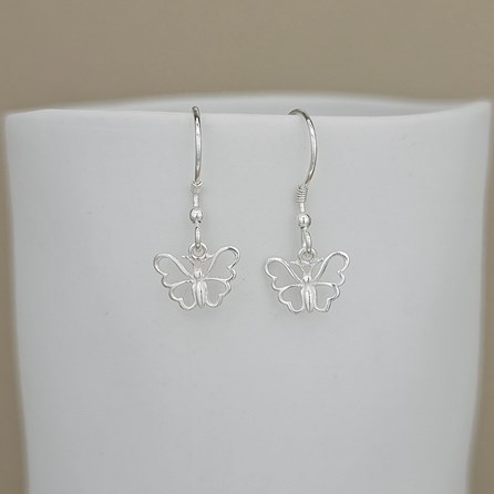 Sterling Silver Dangly Butterfly Drop Earrings Sterling Silver Dangly Butterfly Drop Earrings