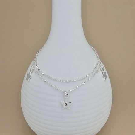 Sterling Silver Double Chain Star Bracelet Sterling Silver Double Chain Star Bracelet