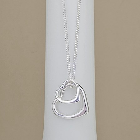 Sterling Silver Double Heart Necklace Bridal Jewellery Bridesmaid Jewellery Wedding Jewellery Flower Girl Maid of Honour Jewellery