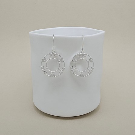 Sterling Silver Dragonfly and Moth Circle Hook Earrings Sterling Silver Dragonfly and Moth Circle Hook Earrings