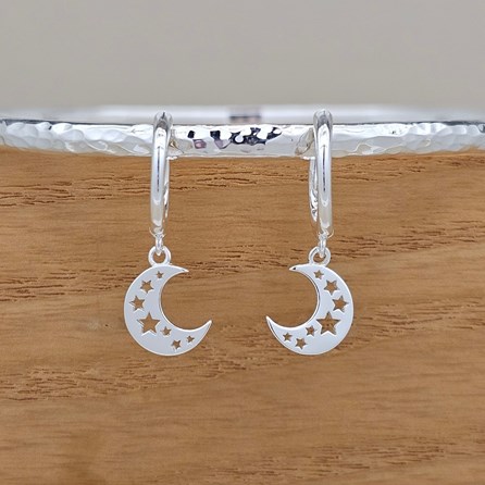 Sterling Silver Eid Crescent Moon Hoop Earrings Gifts For Eid Sterling Silver Crescent Moon And Stars Hoop Earrings Birthday Gifts Religious Gifts