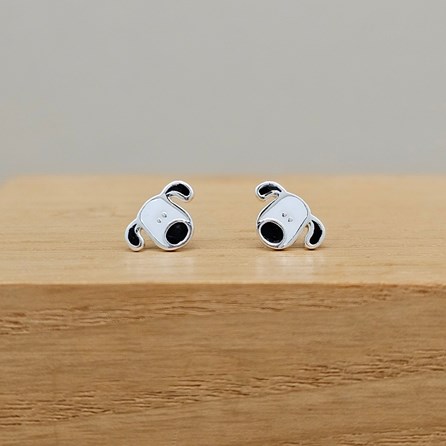 Sterling Silver Enamel Patch Dog Stud Earrings Sterling Silver Enamel Patch Dog Stud Earrings