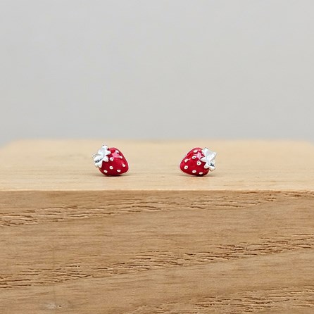Sterling Silver Enamel Strawberry Stud Earrings Sterling Silver Enamel Strawberry Stud Earrings