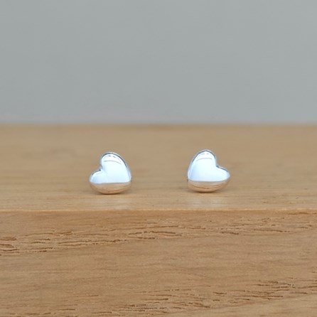 Sterling Silver Heart Stud Earrings Sterling Silver Puffed Heart Studs Silver Heart Earrings Small Anniversary Gifts