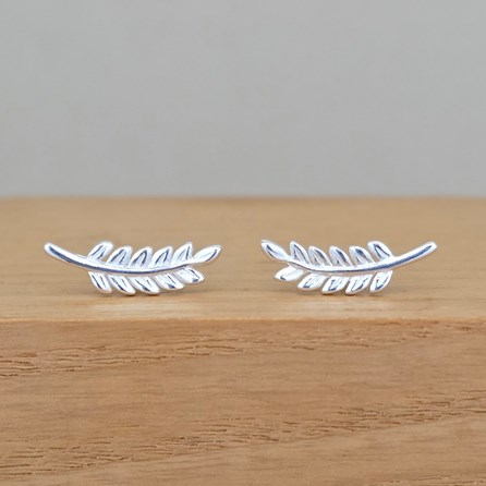 Sterling Silver Leaf Stud Earrings
