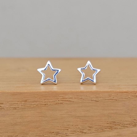 Sterling Silver Open Star Stud Earrings