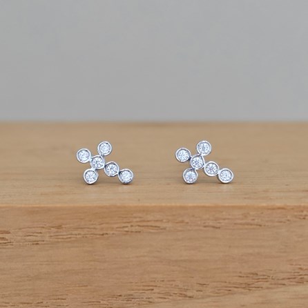 Sterling Silver Small CZ Cross Studs Earrings Sterling Solid Silver Jewellery Studs Earrings CZ Cubic Zirconia Cross Christening Baptism Communion