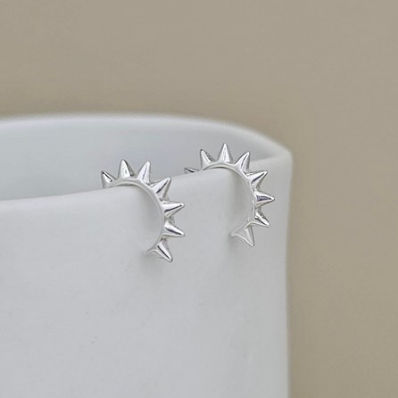 Sterling Silver Spike Hoop Earrings Sterling Silver Spike Hoop Earrings