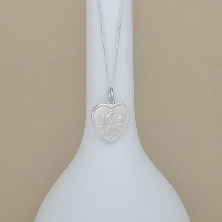 Sterling Silver St. Christopher Heart Necklace Sterling Silver St. Christopher Heart Necklace