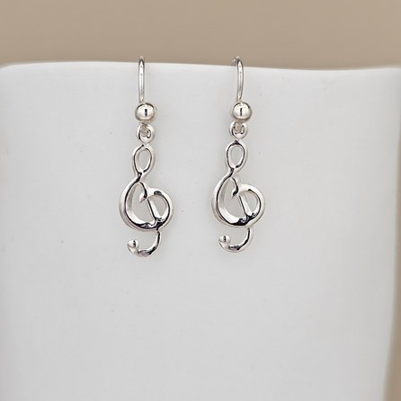 Sterling Silver Treble Clef Drop Earrings Sterling Silver Treble Clef Drop Earrings