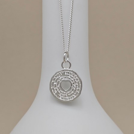 Sterling Silver Tree Slice with Heart Charm Necklace Sterling Silver Tree Slice with Heart Charm Necklace