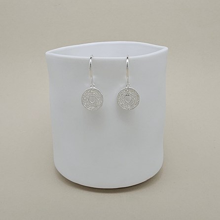 Sterling Silver Tree Slice with Heart Hook Earrings Sterling Silver Tree Slice with Heart Hook Earrings