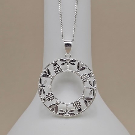 Sterling Silver Woodland Wildlife Circle Charm Necklace Sterling Silver Woodland Wildlife Circle Charm Necklace