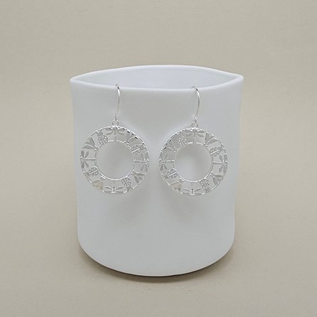 Sterling Silver Woodland Wildlife Circle Hook Earrings Sterling Silver Woodland Wildlife Circle Hook Earrings