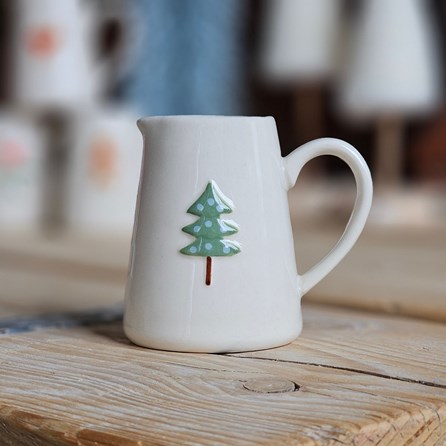 Stoneware Mini Jug With Green Tree Gisela Graham Christmas Gifts Festive Gifts Kitchen Gifts Stoneware Milk Jug With Green Tree