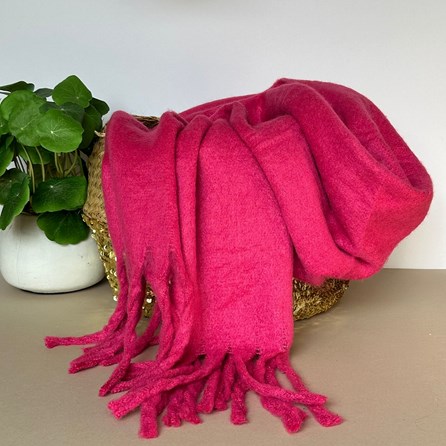 Super Soft Chunky Tassel Scarf in Hot Pink Clothing Accessory Gifts Soft Warm Winter Scarves Shawls Wraps Contemporary Scarf