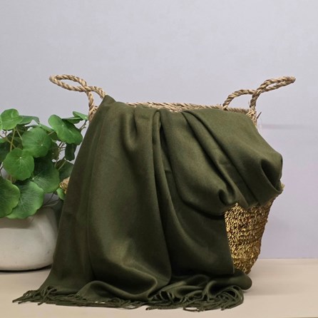 Super Soft Plain Pashmina Style Scarf in Army Green Pashmina Gifts For Women Bridesmaids Gift Maid of Honour Gift Tassel Scarf in Army Green