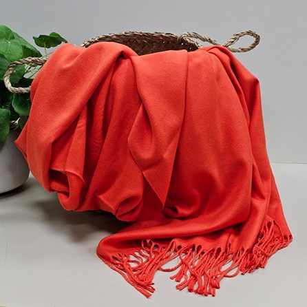 Super Soft Plain Pashmina Style Scarf in Bright Orange Pashmina Gifts For Women Bridesmaids Gift Maid of Honour Gift Tassel Scarf in Orange