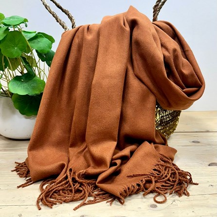 Super Soft Plain Pashmina Style Scarf in Burnt Orange Pashmina Gifts For Women Bridesmaids Gift Maid of Honour Gift Tassel Scarf in Orange