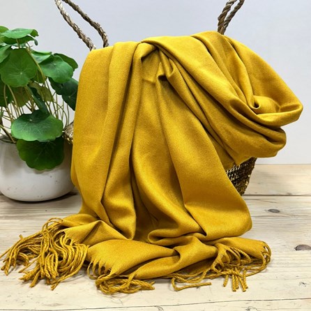Pashmina Gifts For Women Bridesmaids Gift Maid of Honour Gift Tassel Scarf in Mustard