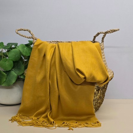 Super Soft Plain Pashmina Style Scarf in Mustard Pashmina Gifts For Women Bridesmaids Gift Maid of Honour Gift Tassel Scarf in Mustard