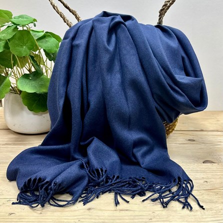 Super Soft Plain Pashmina Style Scarf in Navy Blue Pashmina Gifts For Women Bridesmaids Gift Maid of Honour Gift Tassel Scarf in Navy Blue