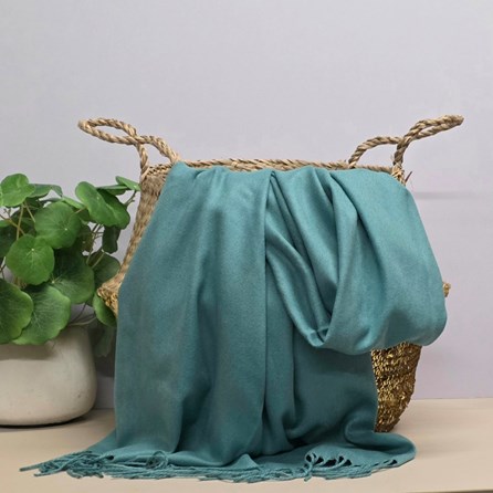 Super Soft Plain Pashmina Style Scarf in Teal Pashmina Gifts For Women Bridesmaids Gift Maid of Honour Gift Tassel Scarf in Teal