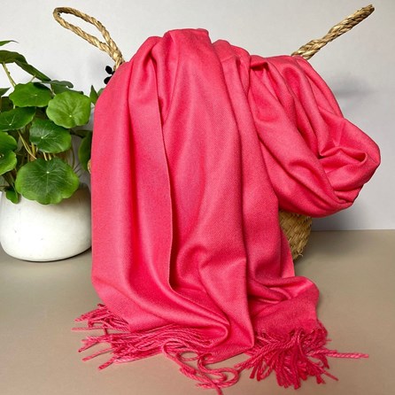 Super Soft Plain Pashmina Style Scarf in Candy Pink Pashmina Gifts For Women Bridesmaids Gift Maid of Honour Gift Tassel Scarf in Candy Pink