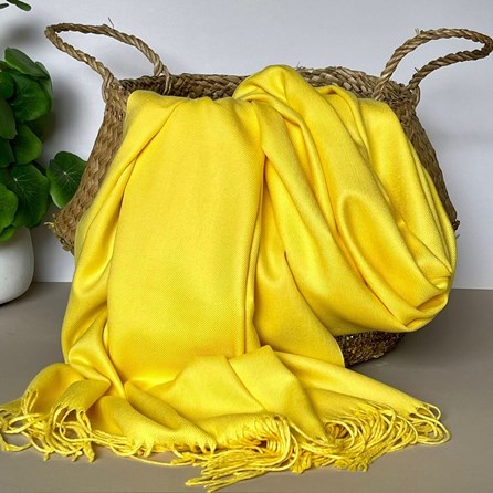Super Soft Plain Pashmina Style Scarf in Yellow Pashmina Gifts For Women Bridesmaids Gift Maid of Honour Gift Tassel Scarf in Yellow