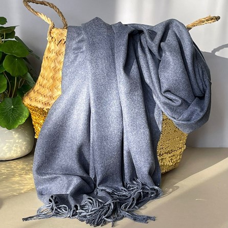 Super Soft Plain Pashmina Style Scarf in Denim Pashmina Gifts For Women Bridesmaids Gift Maid of Honour Gift Tassel Scarf in Denim