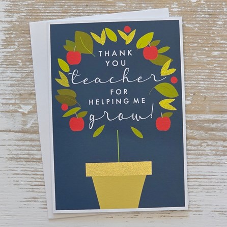 'Thank You Teacher For Helping Me Grow' Card Thank You Teacher Cards Thank You Cards