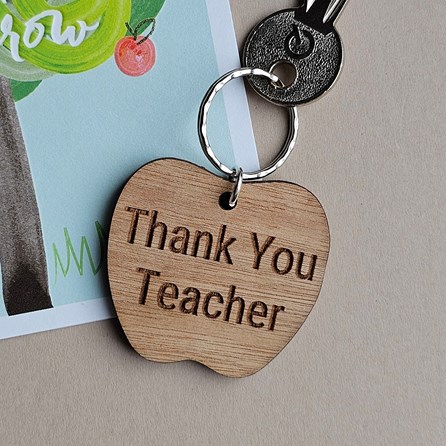 'Thank You Teacher' Wooden Keyring Thank You Teacher Gifts Wooden Keyrings Sentiment Gifts