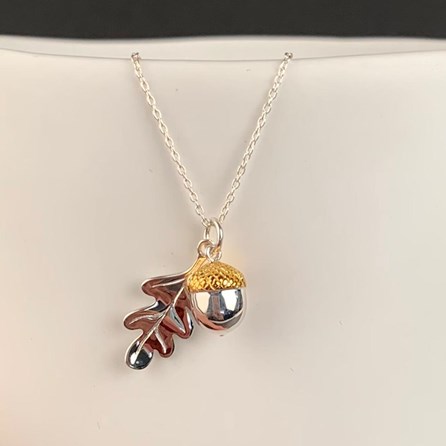 Personalised Solid Silver Oak Leaf And Acorn Necklace Personalised Solid Silver Oak Leaf And Acorn Necklace