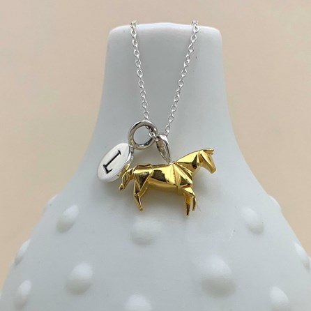 Personalised Gold Plated Origami Horse Necklace Personalised Gold Plated Origami Horse Necklace