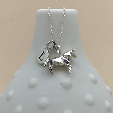 Personalised Solid Silver Origami Horse Necklace Personalised Solid Silver Origami Horse Necklace