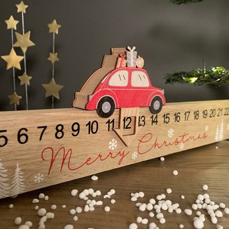 Wooden Merry Christmas Advent Rule Xmas Novelty Reusable Advent Countdown Calendar Wooden Car Design