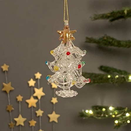 Glass Tree With Coloured Baubles Decoration Glass Tree With Coloured Baubles Decoration