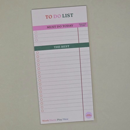 To Do List Pad - Work Hard, Play Nice To Do Notepad Making Lists Organisers Planners Notebooks Stationary Memo Pads