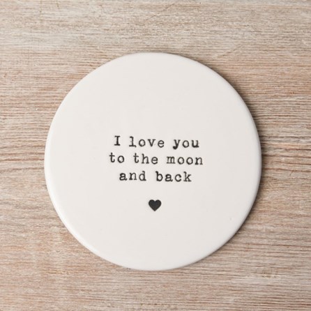 'To The Moon And Back' Porcelain Coaster Porcelain Homeware Gifts Porcelain Drinks Coasters Sentiment Gifts