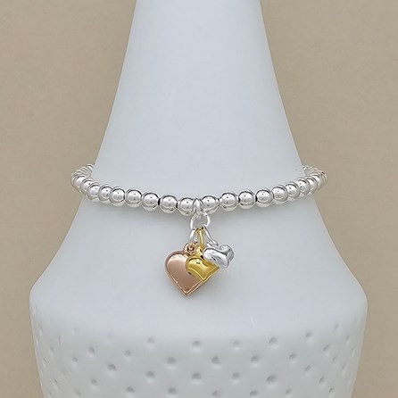 Trio Of Hearts Beaded Bracelet Valentine Gifts Mother's Day Gifts Anniversary Gifts Heart Bracelet Gifts For Women Gifts For Mums