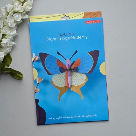 Wall Art - Large Plum Fringe Butterfly Contemporary Wall Art Decoration Hanging Self Assembly 3D Creative Kits Butterfly Design