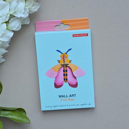 Wall Art - Pink Bee Contemporary Wall Art Decoration Hanging Self Assembly 3D Creative Kits Pink Bee Design