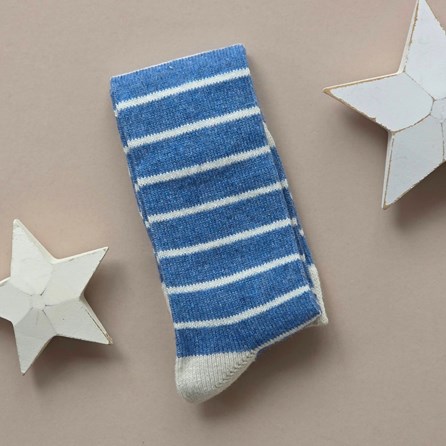 Welly Boot Striped Socks in Blue Warm Fluffy Snuggly Socks Gifts For Women Valentines Gifts Birthday Gifts Welly Boot Socks