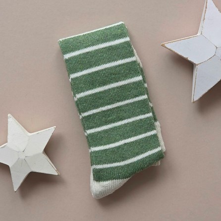 Welly Boot Striped Socks in Green Warm Fluffy Snuggly Socks Gifts For Women Valentines Gifts Birthday Gifts Welly Boot Socks