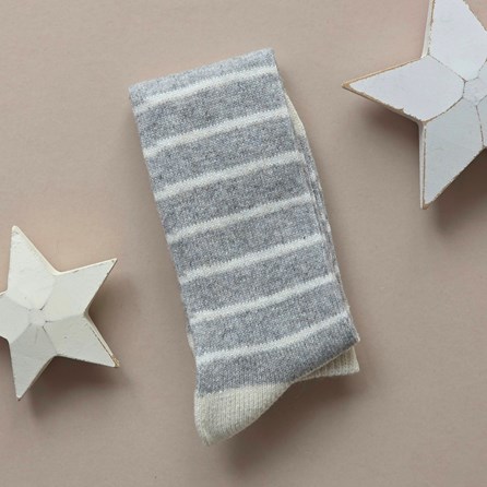 Welly Boot Striped Socks in Grey Warm Fluffy Snuggly Socks Gifts For Women Valentines Gifts Birthday Gifts Welly Boot Socks